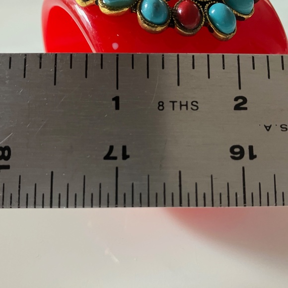 Vintage Iris Appel Estate Thick Bangle Bracelet Cuff Stone & Rhinestone Accents - Picture 6 of 6